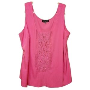 Eloquii | Hot Pink Embroidered Beaded Tank Blouse (Size 18/20)